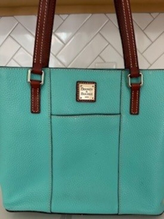 Dooney & Burke Handbags - Dooney & Bourke Pebble Grain Small Lexington tote bag in a vibrant teal